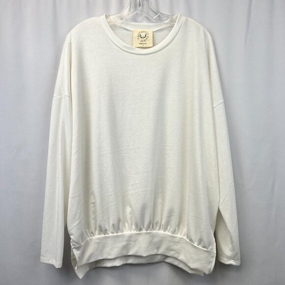 Fantastic Fawn Womens Ivory Long Sleeve Round Neck Pullover Top Size Small - Picture 1 of 10